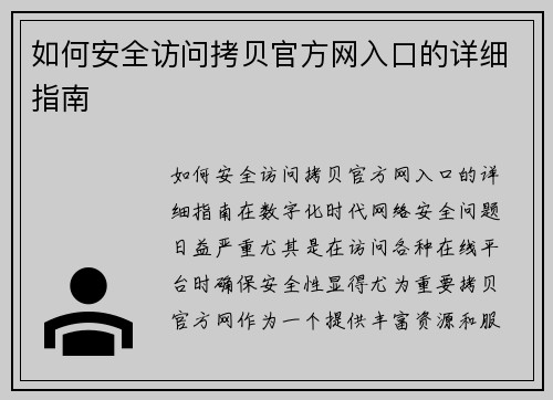 如何安全访问拷贝官方网入口的详细指南